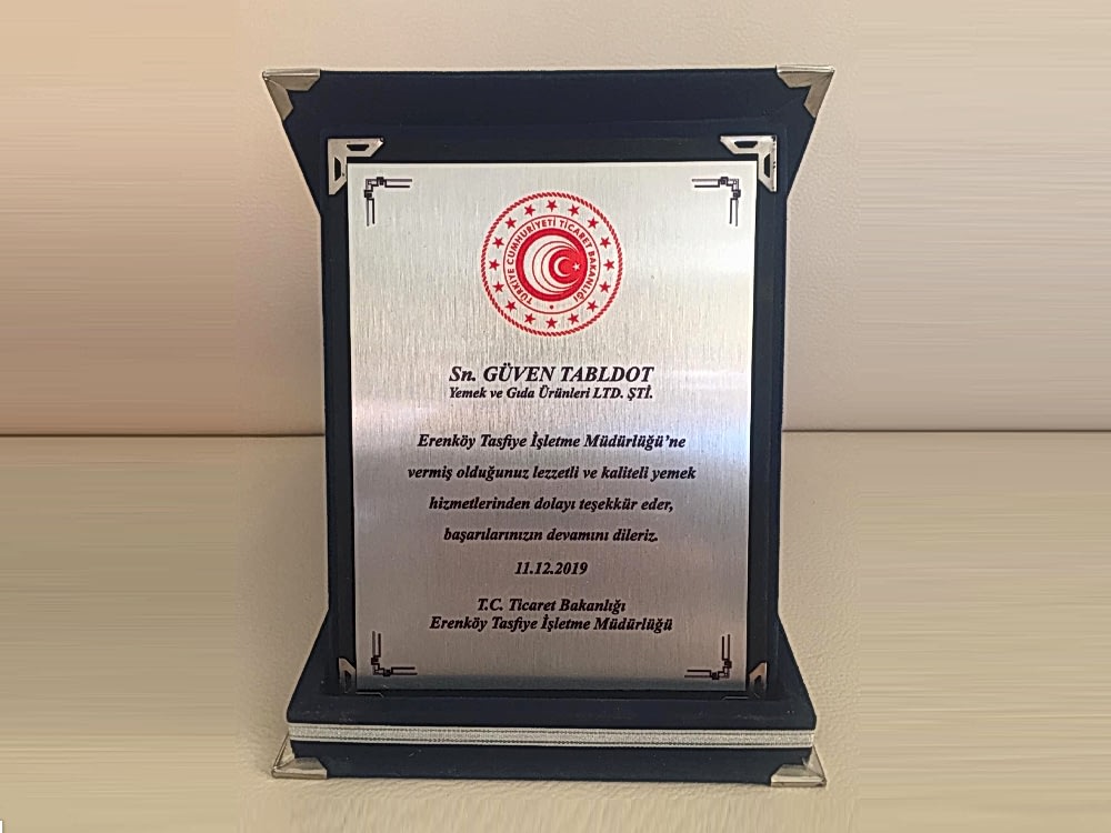 Erenköy Tasfiye İşletme Müdürlüğü tarafından ödül aldık!
